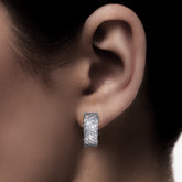 Silver Plated U-Shaped Earrings with Cubic Zirconia for Women, Elegant Thick Hoop Earrings, Hypoallergenic and Comfortable, Diameter 0.7" Width 0.55"